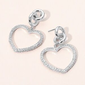 Elegant Silver Heart Earrings
